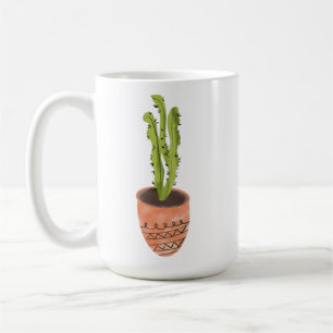 Cactus Plant Terracotta Hand Drawn Coffee Mug