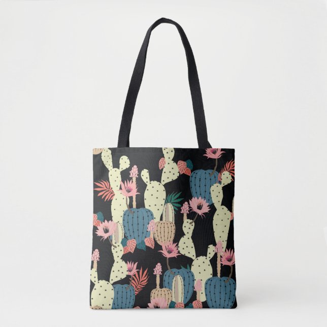 Cactus Plant: Vintage Botanical Pattern Tote Bag (Front)