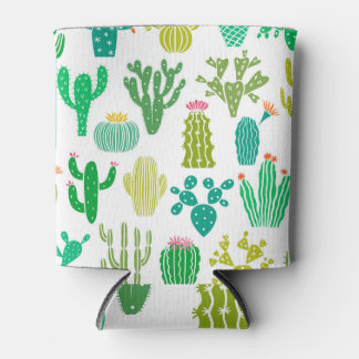 Cactus plant: vintage floral set. can cooler