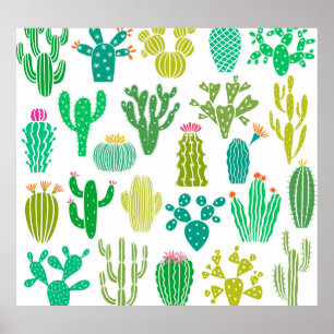 Cactus plant: vintage floral set. poster