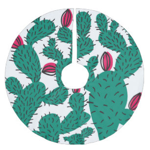 Cactus plant, vintage green seamless pattern. brushed polyester tree skirt