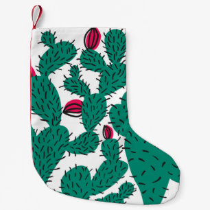 Cactus plant, vintage green seamless pattern. small christmas stocking