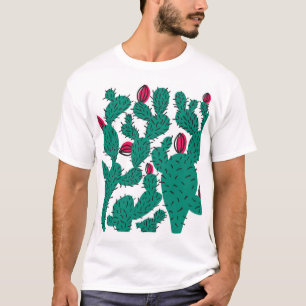 Cactus plant, vintage green seamless pattern. T-Shirt