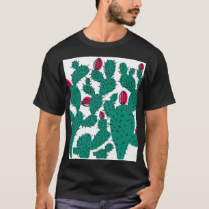 Cactus plant, vintage green seamless pattern. T-Shirt
