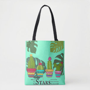 Cactus plant with quote tote bag