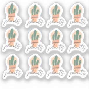 Cactus Plants Elegant Script Sticker Set