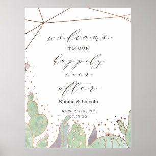 Cactus Plants Happily Ever After Reception Sign