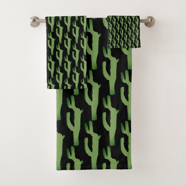 Cactus plants pattern  bath towel set (Insitu)