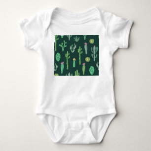 Cactus Plants: Vintage Seamless Background Baby Bodysuit