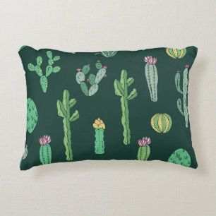 Cactus Plants: Vintage Seamless Background Decorative Cushion