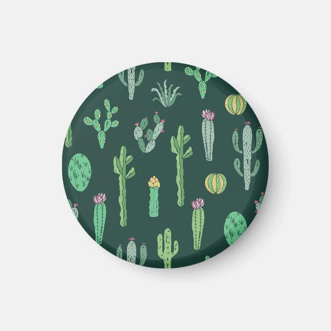 Cactus Plants: Vintage Seamless Background Magnet (Front)