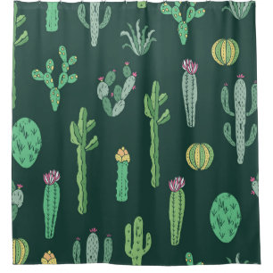 Cactus Plants: Vintage Seamless Background Shower Curtain