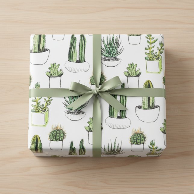 Cactus Plants Wrapping Paper: Aesthetic Gift Vibe Wrapping Paper Sheet (Cactus Plant Vibe Wrapping Paper Sheets)