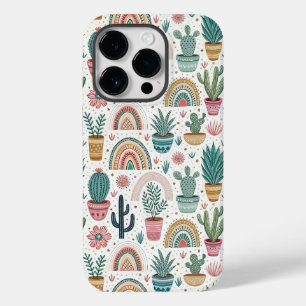 Cactus Pot with Plants, Flowers and Rainbows Case-Mate iPhone 14 Pro Case