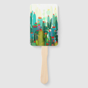 Cactus Print   A Lot Of Cactus Hand Fan