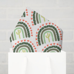 Cactus Rainbow Orange Green White Modern Tissue Paper