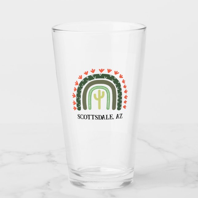 Cactus Rainbow Scottsdale AZ Modern Desert Fun Glass (Front)