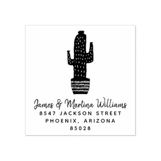 Cactus Return Address Rubber Stamp
