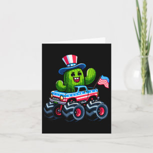 Cactus Riding Monster Truck 4th Of July Card