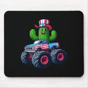 Cactus Riding Monster Truck 4th Of July Mouse Pad