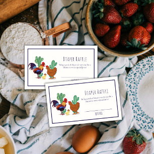 Cactus Rooster Chicken Diaper Raffle Baby Shower Enclosure Card