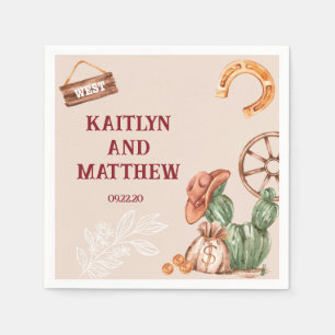 Cactus Rustic brown Western Wedding Napkin