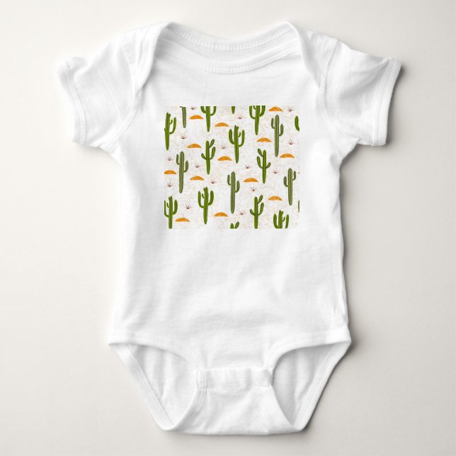 Cactus Sand: Mexican Style Seamless. Baby Bodysuit (Front)