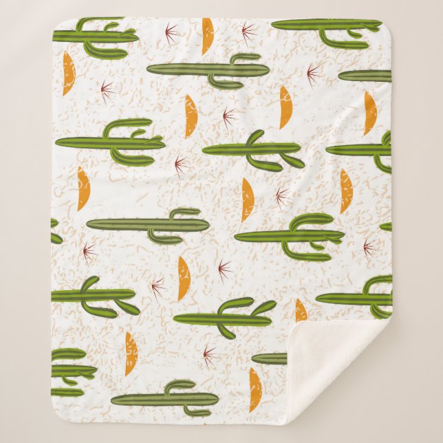 Cactus Sand: Mexican Style Seamless. Sherpa Blanket (Front)
