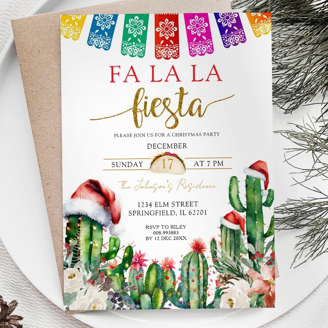 Cactus Santa Mexican Themed Holiday Fiesta Party  Invitation (Creator Uploaded)