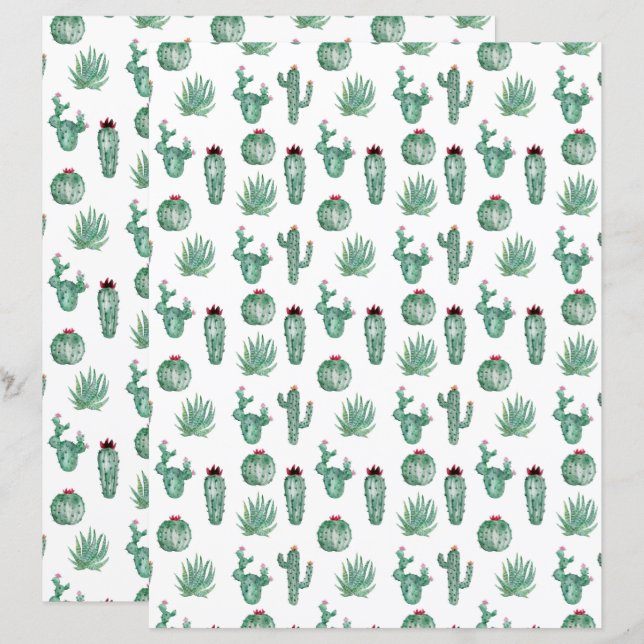 Cactus Scrapbook Paper (Front/Back)