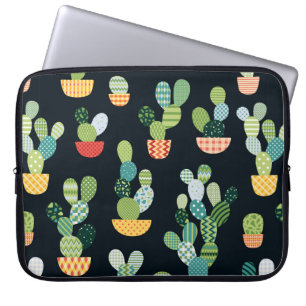 Cactus seamless pattern in patchwork style with pl laptop sleeve