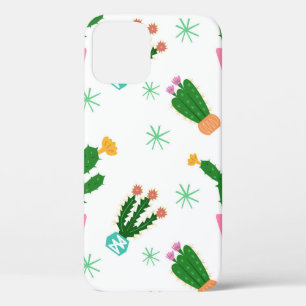 Cactus seamless vintage pattern,  repeated ornamen iPhone 12 case