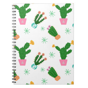 Cactus seamless vintage pattern,  repeated ornamen notebook