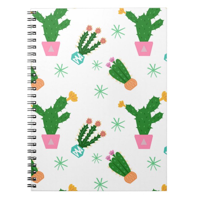 Cactus seamless vintage pattern,  repeated ornamen notebook (Front)