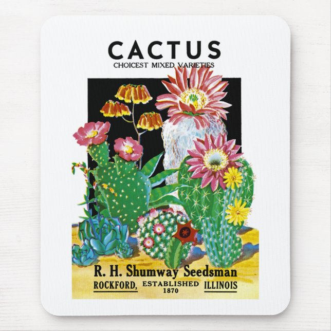 Cactus Seed Packet Label Mouse Pad (Front)
