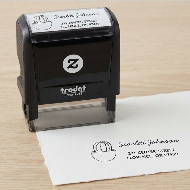 Cactus Self-inking Return Address Stamp (Cactus return address stamp for succulent plant lovers.)