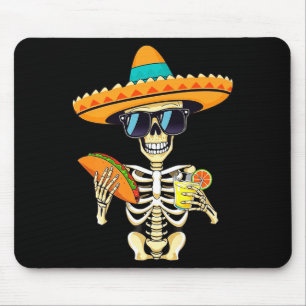 Cactus Skeleton Sombrero Cinco De Mayo Mexican Fie Mouse Pad