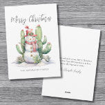 Cactus Snowman Merry Christmas Holiday Card<br><div class="desc">Merry Christmas Cactus Snowman Christmas Holiday Card. Christmas gets a fun twist with this unique holiday card featuring a whimsical watercolor snowman surrounded by green cacti and succulents, all decorated with colourful holiday lights. This fun and festive scene brings the holiday spirit to the desert, combining the charm of winter...</div>