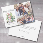 Cactus Snowman Photo Merry Christmas Holiday Card<br><div class="desc">Horizontal Merry Christmas Cactus Snowman Photo Holiday Card. Add a festive twist to your holiday greetings with this whimsical design featuring a watercolor cactus snowman surrounded by green cacti and succulents, all adorned with colourful holiday lights. The playful desert-inspired artwork appears on the left side, while the right side offers...</div>