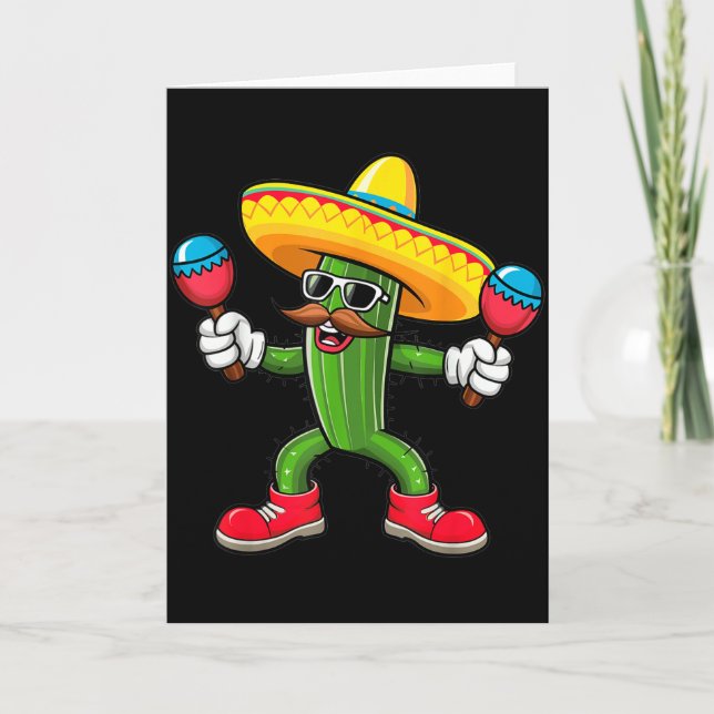 Cactus Sombrero Cinco De Mayo Mexican Cactus Party Card (Front)