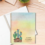 Cactus Southwest Desert Cacti Succulent Custom Planner<br><div class="desc">This colourful planner is decorated with pots of cacti and a watercolor background.
Easily customisable with your name and year.
Use the Customise Further option to change the text size,  style,  or colour.
Original Watercolor © Michele Davies.</div>