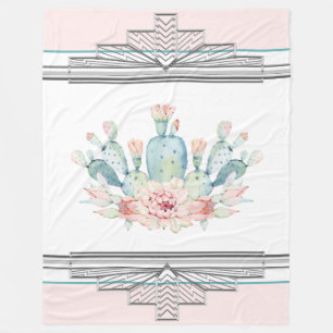 Cactus Southwestern Fleece Blanket