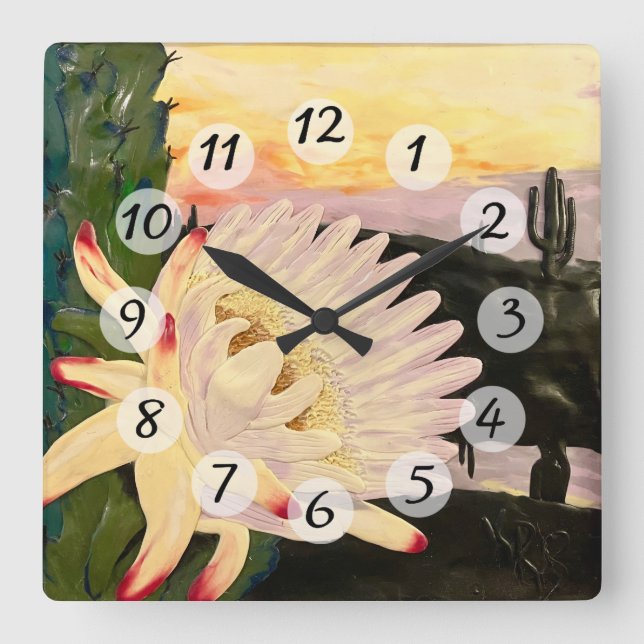 Cactus Square Wall Clock (Front)