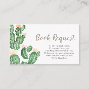 Cactus succulent baby shower book request card