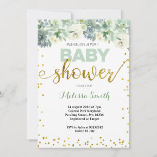 CACTUS succulent baby shower Invitation card
