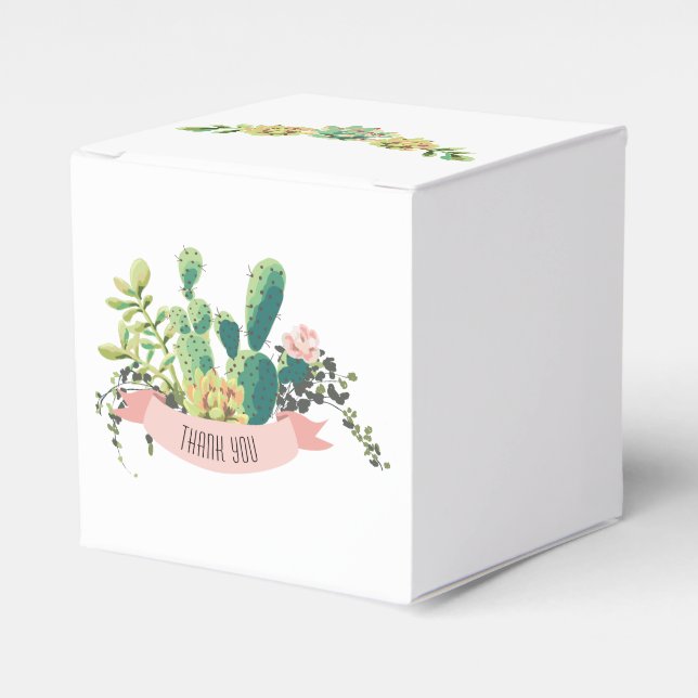 Cactus Succulent Boho Rustic Favour Box (Front Side)