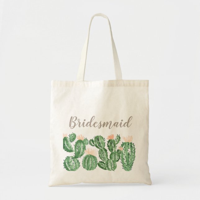 Cactus succulent bridesmaid gift tote bag (Front)