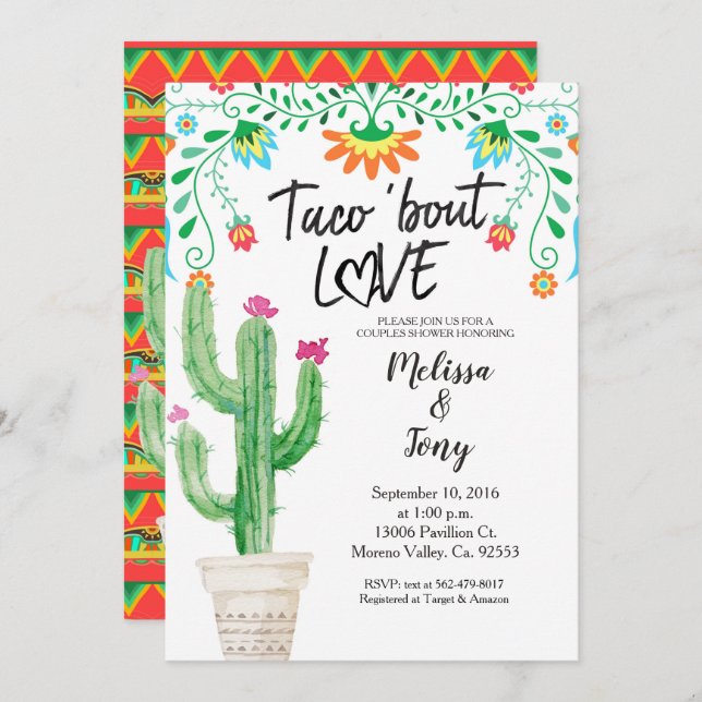 Cactus Succulent Couples Shower Invitation (Front/Back)