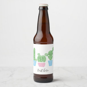 cactus, succulent, cute art fiesta, mexican, beer bottle label