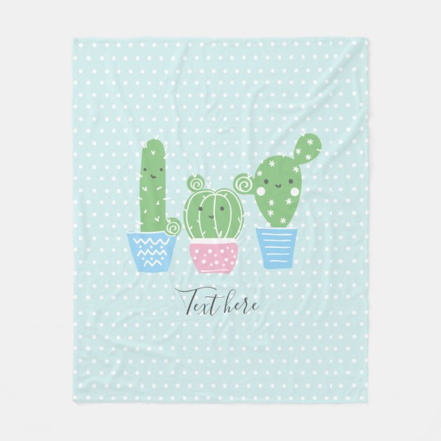 cactus, succulent, cute art fiesta, mexican, fleece blanket (Front)